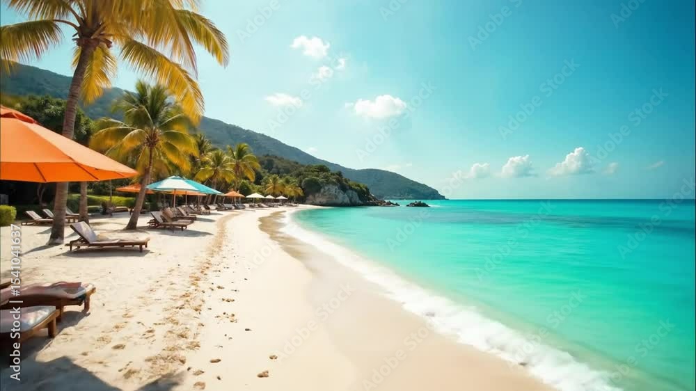 Crystal Blue Sea & Palm Trees Background Crystal Blue Sea & Palm Trees Background