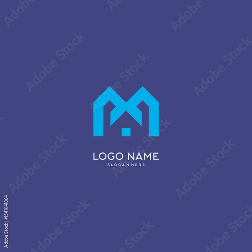 MODERN AND SIMPLE M HOME LOGO DESIGN TEMPLATE ELEMENTS
