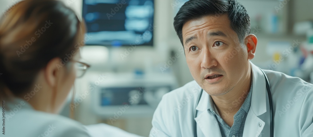 Fototapeta premium Doctor Consulting with Patient in Hospital