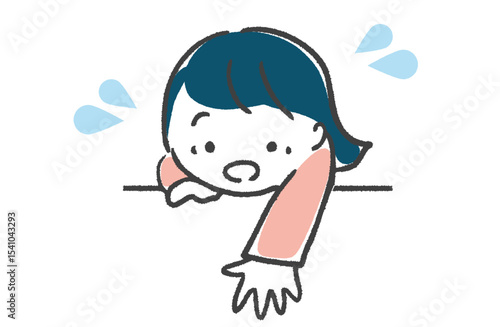 手を伸ばして焦る女性