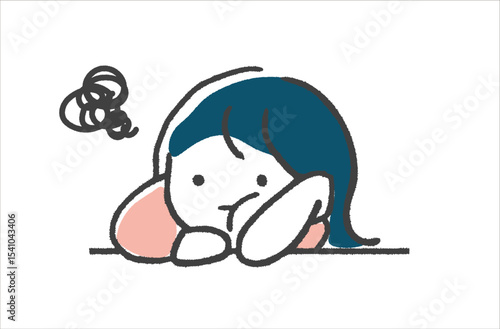 頬杖をついて悩んでいる女性