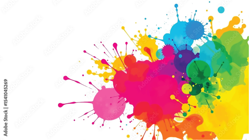 Obraz premium Multicolor splashes isolated on white background. colorful paint splashes. Vector illustration of multicolor splashes. 