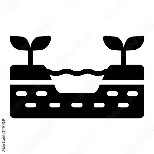 ground channel glyph icon for water retention swale
