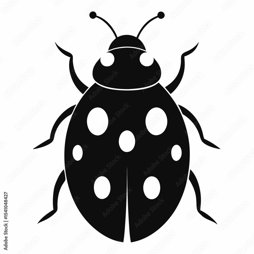 Black and White Ladybug Illustration with Spots on its Back Black and White Ladybug Illustration with Spots on its Back