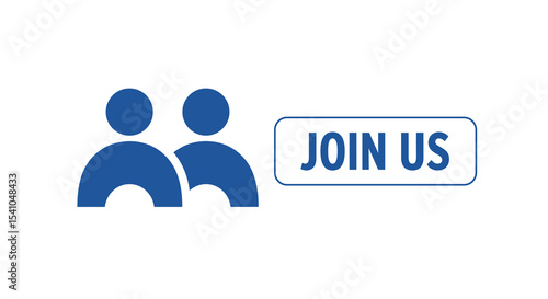 JOIN US button with two people figures icon. Concept for recruitment, membership, community, team, or organization. Invitation to collaborate or become part of a group.