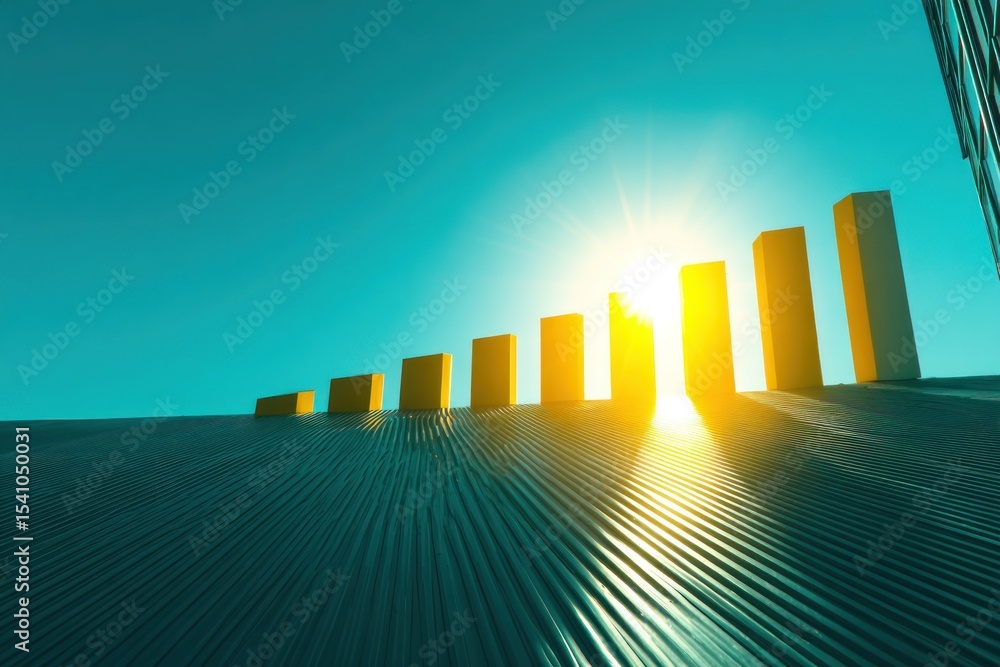 Fototapeta premium Rising graph on a rooftop