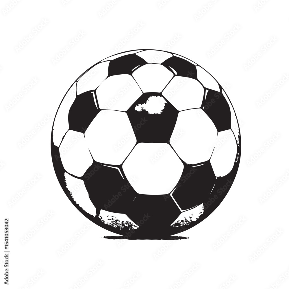 Fototapeta premium Stylized Black and White Soccer Ball Illustration with Grunge Texture and a Dynamic Energetic Feel for Sports and