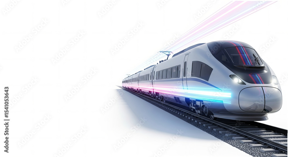 Naklejka premium High Speed Train on White Futuristic Motion and Innovation