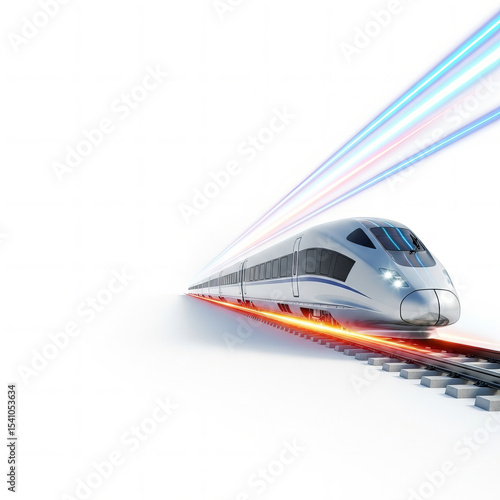 High Speed Train on White Futuristic Motion and Innovation