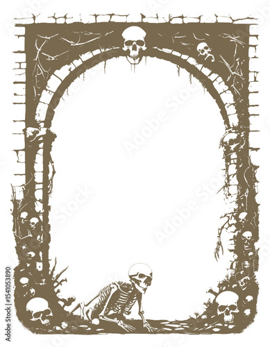 horror gate grunge full with skull vector
