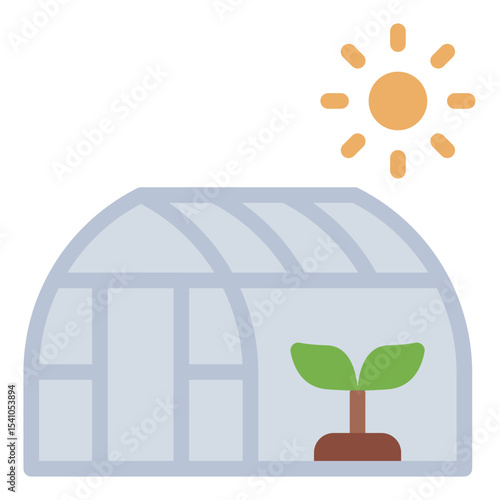 covered grow house flat icon for plant shelter