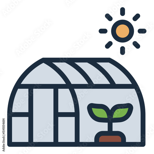 covered grow house filled line icon for plant shelter
