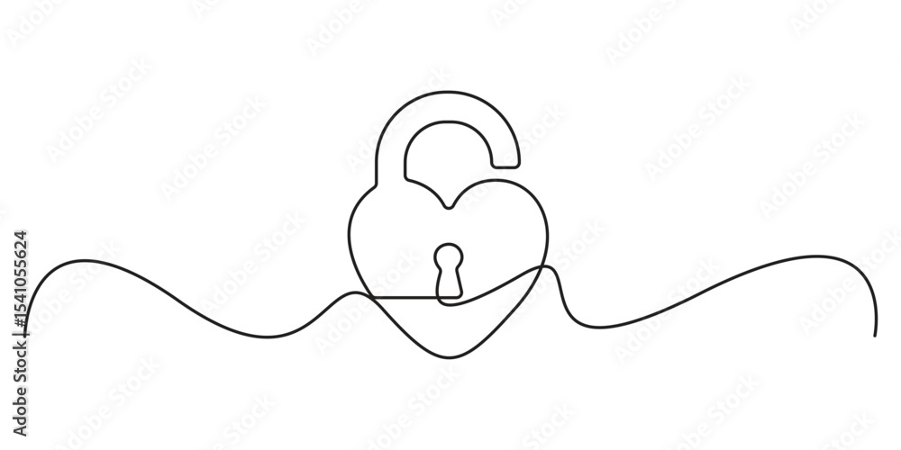 Obraz premium Padlock continuous one line drawing and minimalist design vector illustration