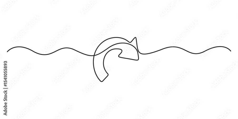 Obraz premium Arrow pointing right, continuous one line drawing illustration. Single line Arrow pointing right, vector background. Arrow pointing right, icon. Single outline of a Arrow pointing right. Pro vector