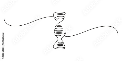 One continuous line drawing of DNA. Doodle hand drawn vector illustration