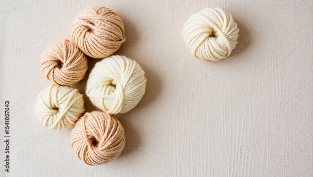 Flat Lay of Assorted Pastel Yarn Balls on Light Fabric Background – Organic Fiber Texture with Copy Space for Craft or DIY Design Flat Lay of Assorted Pastel Yarn Balls on Light Fabric Background – Organic Fiber Texture with Copy Space for Craft or DIY Design