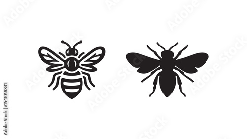 black  bee silhouette icon. Bee icons. Vector illustration eps 10