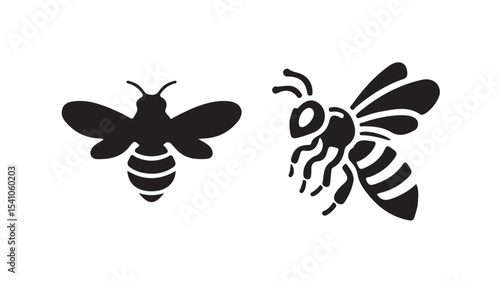 Bee icon vector on the white background. Flying honey bee icon symbol in line, flat.Vector illustration eps 10.