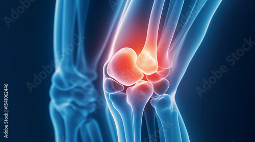 Wallpaper Mural Knee joint showing inflammation and bones, medical scan depicting knee pain - Torontodigital.ca