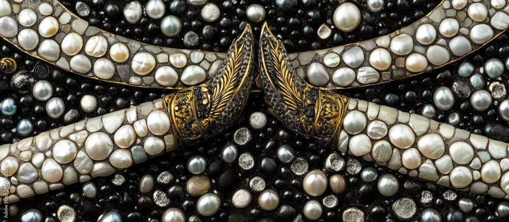 Fototapeta premium Ornate pearl-and-stone mosaic blades