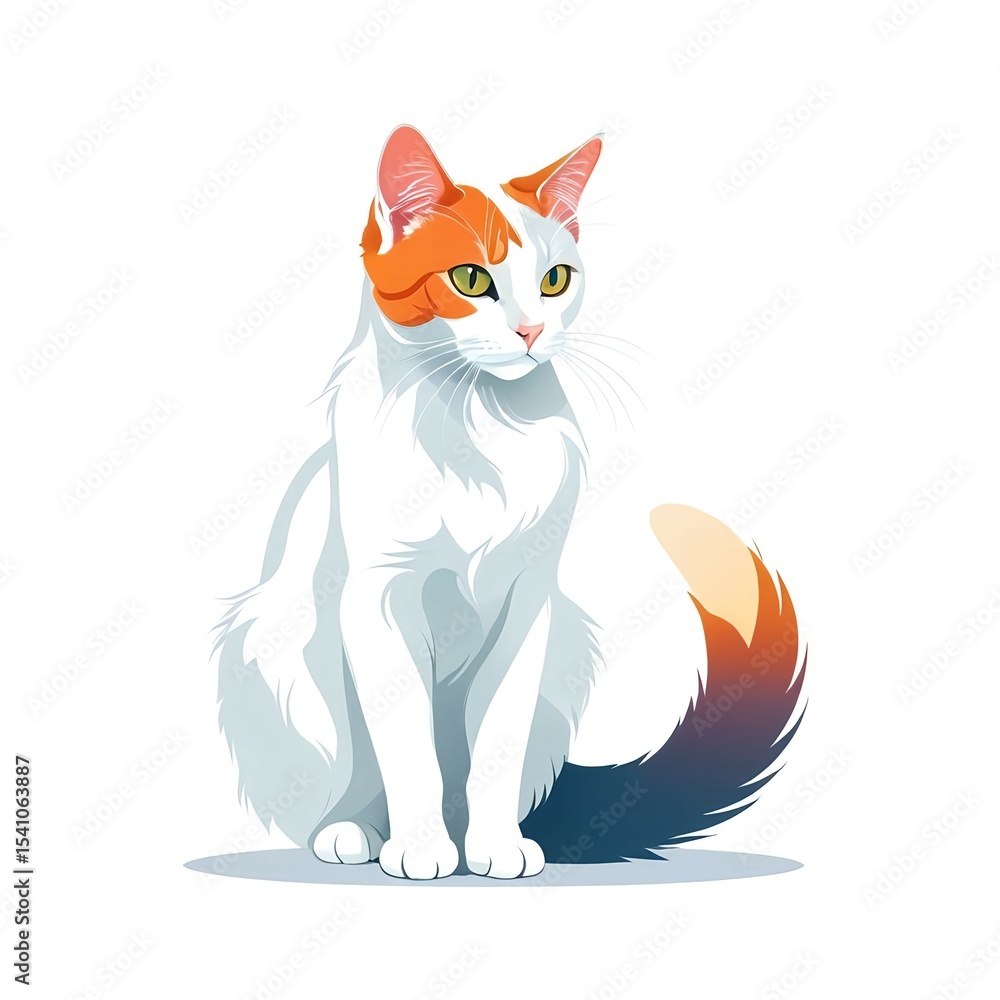 Obraz premium かわいいターキッシュバン猫の挿絵イラスト