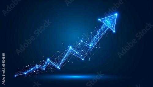 3d neon connected dots upward graph