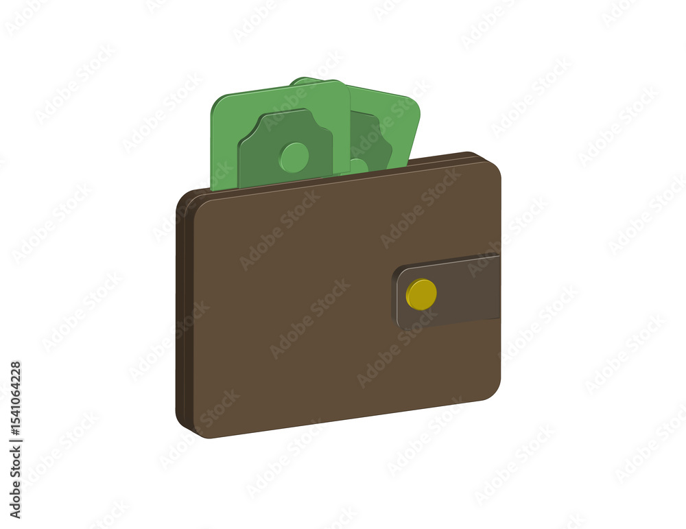 Simple 3D illustration of the wallet icon Simple 3D illustration of the wallet icon
