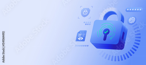 Data Privacy and Cybersecurity concept illustration Future technology security and integrity of information and personal data Banner