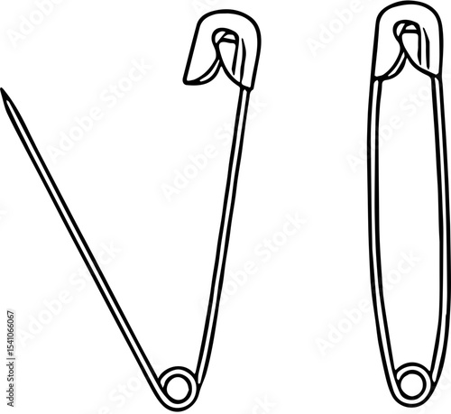 black and white silhouette of a safety pin