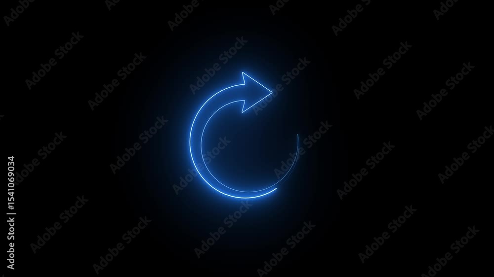 Glowing neon circle arrow animation.neon reload icon,neon line Refresh icon,update restore circle arrow on a black background Glowing neon circle arrow animation.neon reload icon,neon line Refresh icon,update restore circle arrow on a black background