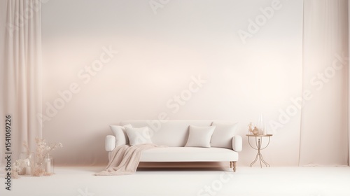 A stylish photography backdrop with soft gradient lighting, smooth white tones, and elegant modern aesthetics, set against a white background.