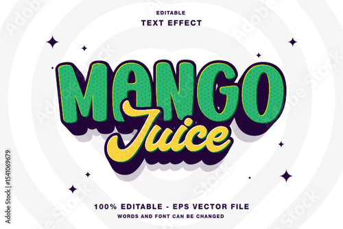 Mango Juice 3D Editable Text Effect Template Premium Vector