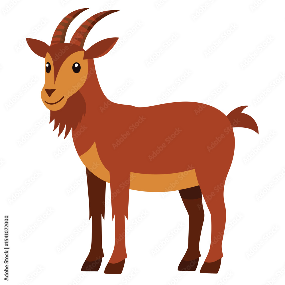 Fototapeta premium Adorable Brown Goat Illustration Farm Animal Vector Graphic