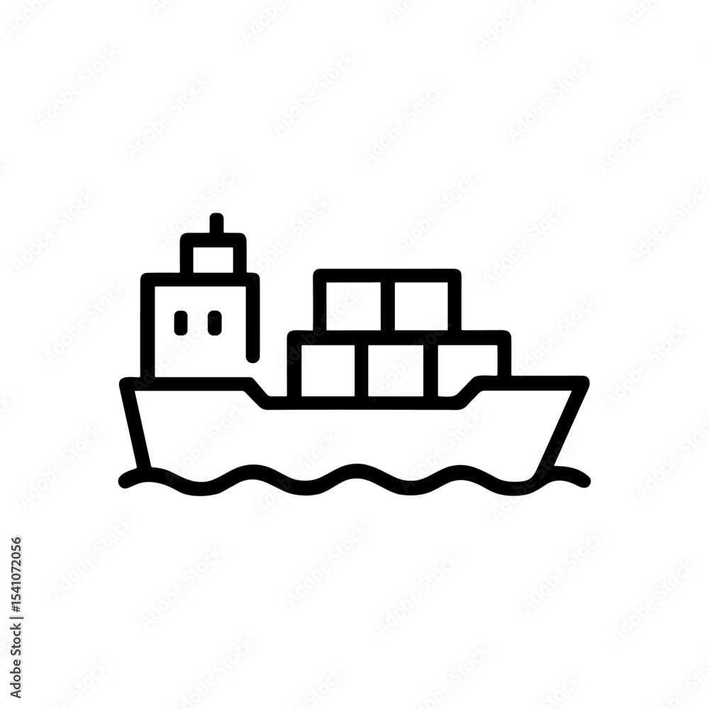 Cargo ship sailing in the water. Icon symbol illustration Cargo ship sailing in the water. Icon symbol illustration