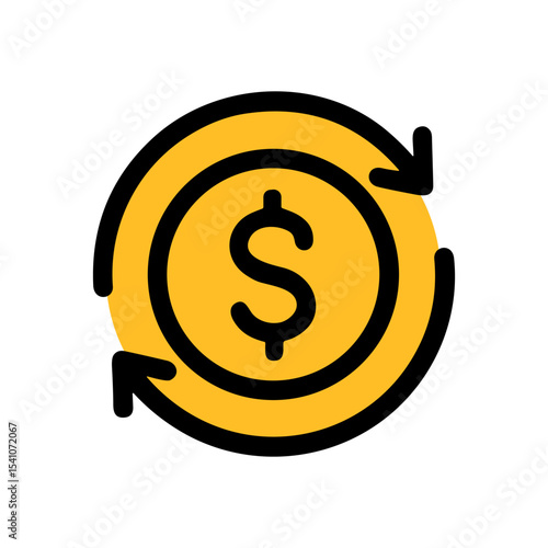 Circular dollar coin exchange icon. Icon symbol illustration