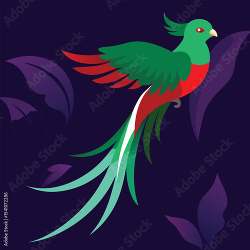 Resplendent Quetzal Vibrant Bird Illustration 1 (195).eps