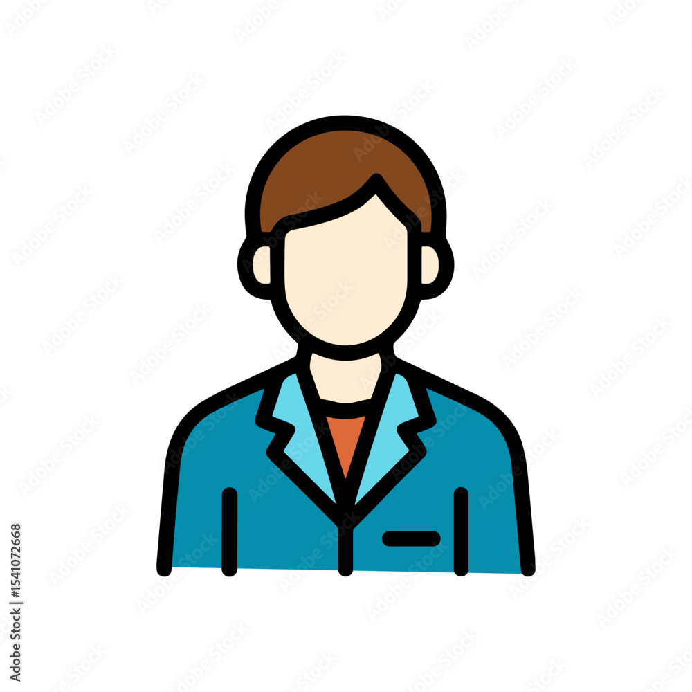 Faceless man in blue coat. Icon symbol illustration Faceless man in blue coat. Icon symbol illustration