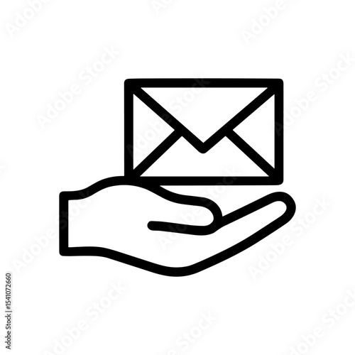 Envelope delivery icon hand holding mail. Icon symbol illustration