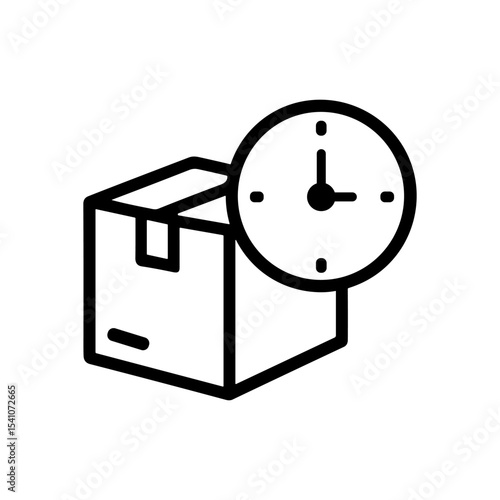 Expedited package delivery depicted in line art. Icon symbol illustration