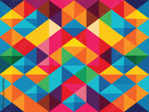 Geometric pattern of colorful triangles in a diamond shape