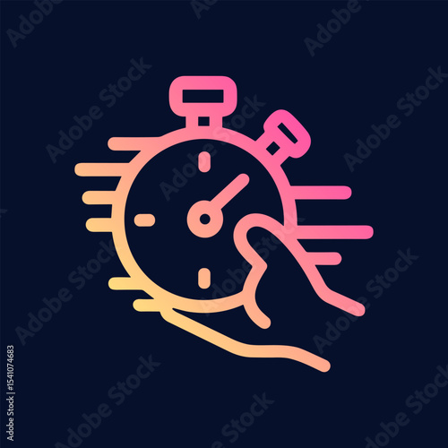 Swift stopwatch in hand fleeting moment. Icon symbol illustration