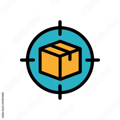 Targeted delivery box at center. Icon symbol illustration