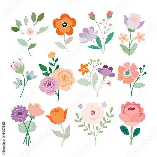 Wallpaper Mural Charming Floral Illustrations A Collection of Cute Flower Designs (1 (329).eps) Torontodigital.ca
