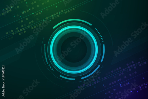 Abstract Futuristic Technology Background Teal and Green Circular Design