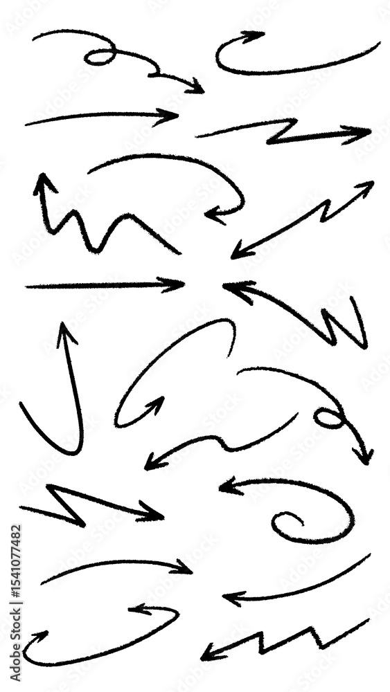 PNG hand-drawn arrow in various direction set, transparent background PNG hand-drawn arrow in various direction set, transparent background