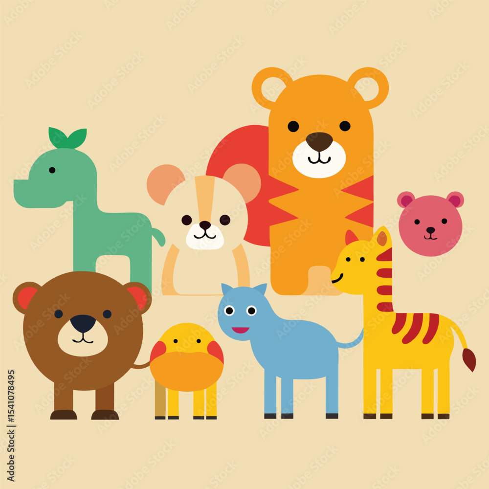 Obraz premium Adorable Animal Friends A Cute Cartoon Illustration (1 (423).eps)
