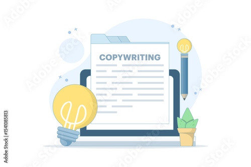 copywriter and creative worker concept. writer, journalist, blogger. creative writer and content creator. content creator. jobs and professions. flat design vector illustration on background.
