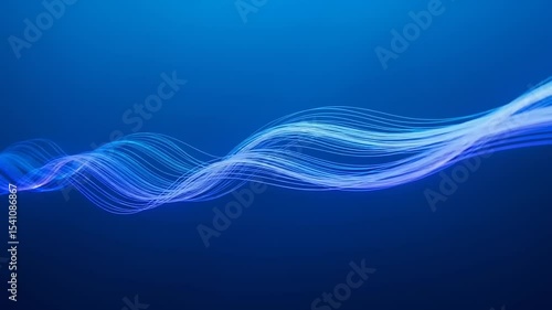Abstract wavy lines in a deep blue background.