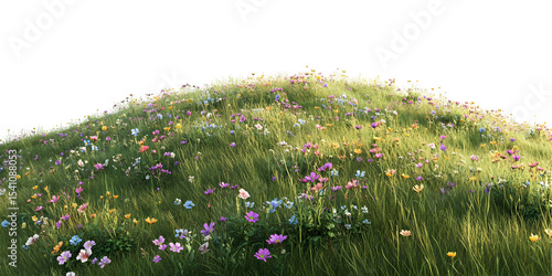 Vibrant meadow landscape featuring colorful wildflowers against a black background