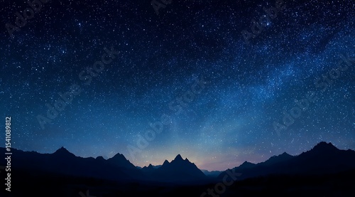 Wallpaper Mural A starry night sky over mountains, with a gradient of deep blue to black. The stars form an intricate pattern in the shape of waves, creating a sense of depth and mystery Torontodigital.ca